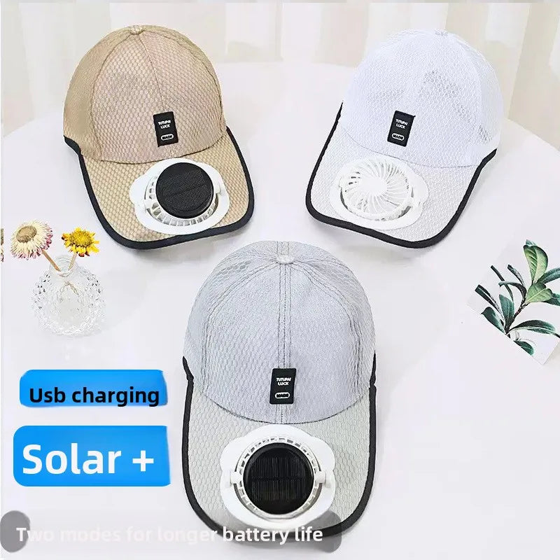 Solar Fan Cap – Breathable Mesh Outdoor Baseball Hat Unisex Solar Fan Hat Babs