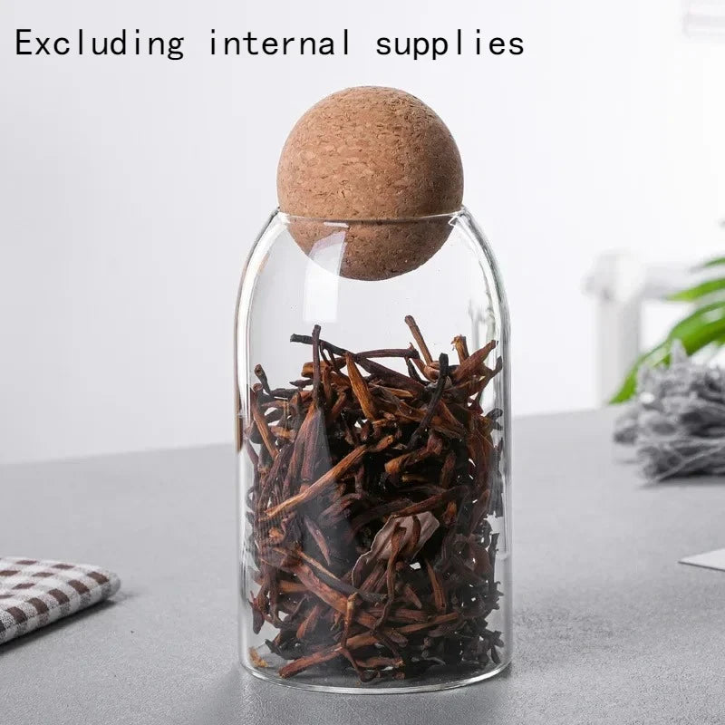 Glass Cork Jar for Coffee Beans, Tea & Dry Food Storage Glass Storage Jar Babs 800ML 1-tier