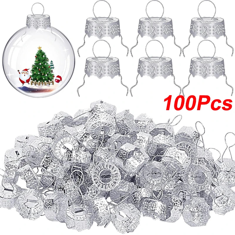 Christmas Ornament Caps & Hanger Strings – 50/100/200 Pcs Ornament Caps & Hangers Babs 100pcs silver cap 14mm