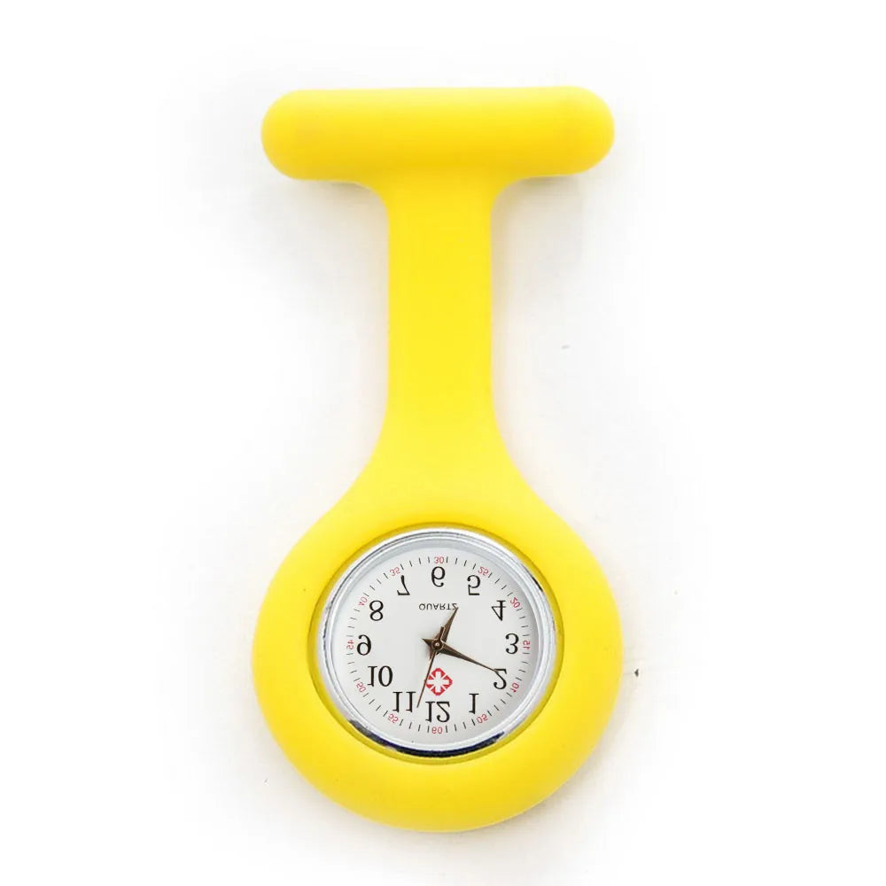 Women's Clip-On Fob Watch – Nurse Brooch Pin Pocket Watch Clip-On Fob Watch Babs yellow