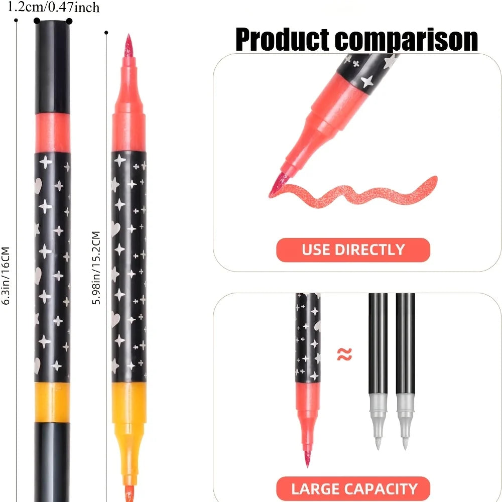 Double-Headed Glitter Chalk Marker Pen Set – 12 to 48 PCS Glitter Marker Set Babs
