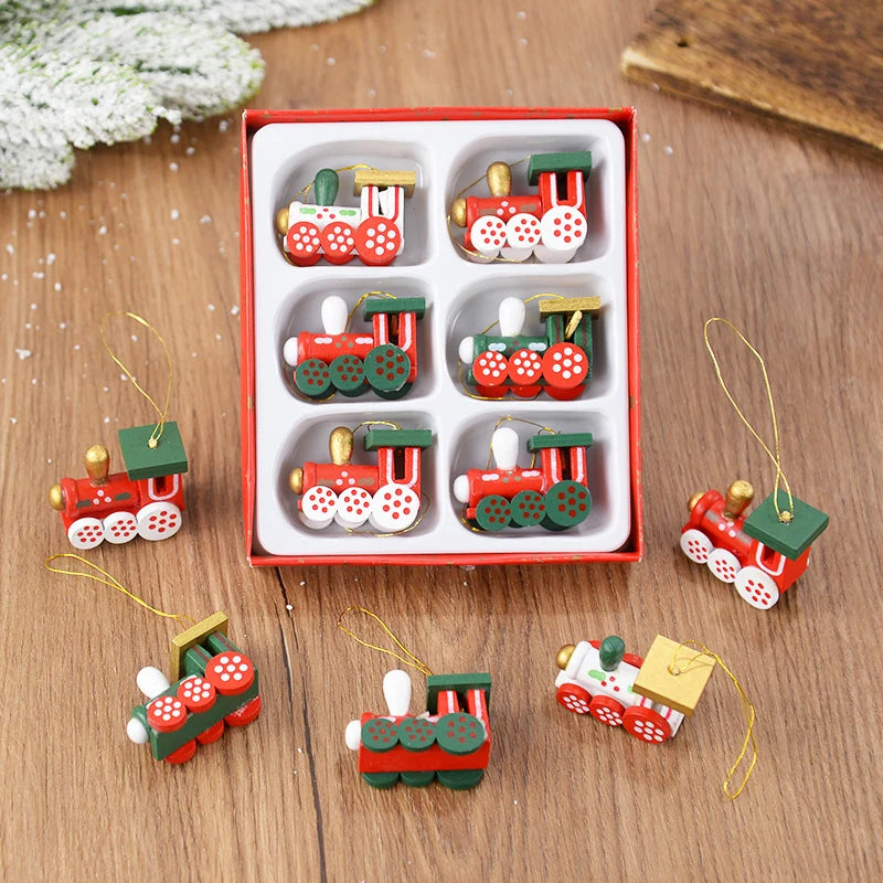 Wooden Train Christmas Tree Ornaments – Mini Hanging Pendants 2026 Christmas Tree Ornament Babs