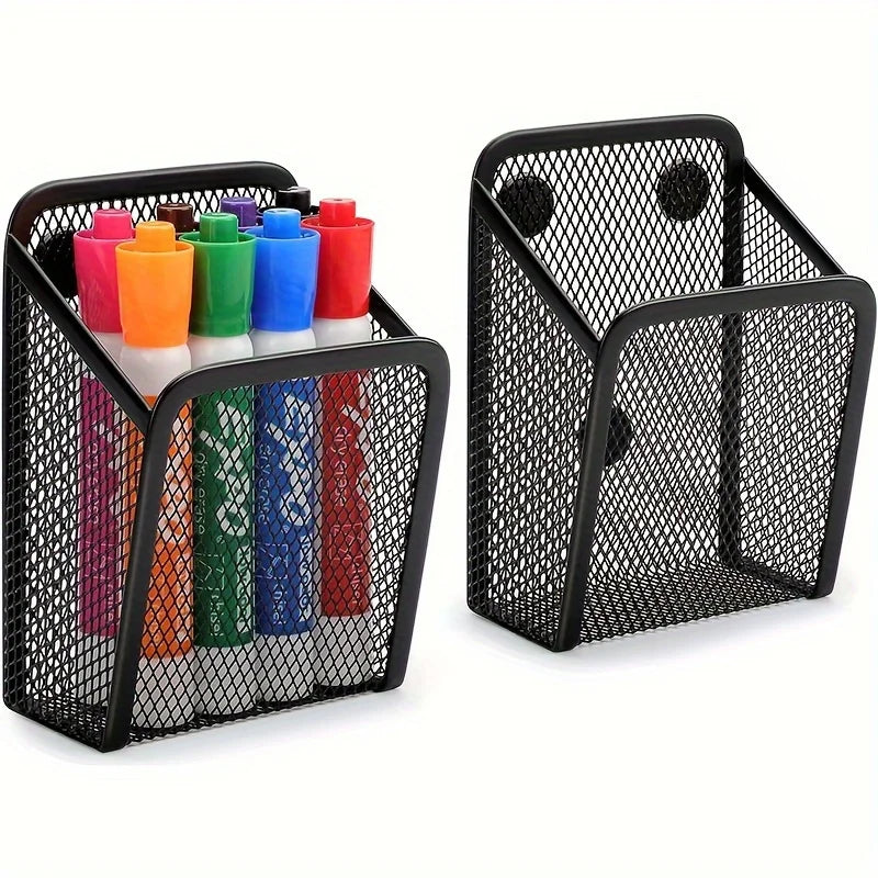 Magnetic Metal Mesh Storage Basket – Pen Holder & Desk Organizer Magnetic Desk Organizer Babs