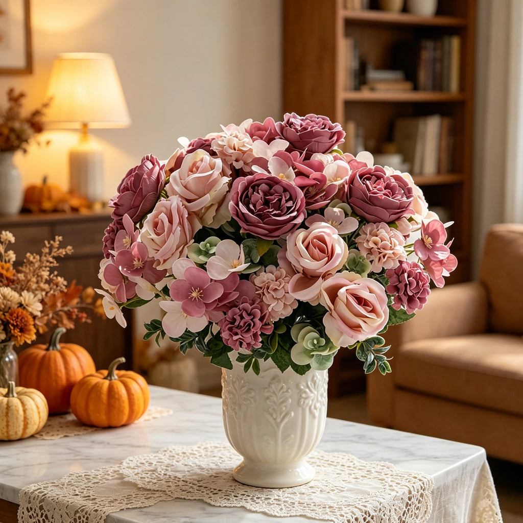 Silk Artificial Peony Rose Hydrangea Bouquet – Wedding Décor Artificial Flower Bouquet Babs