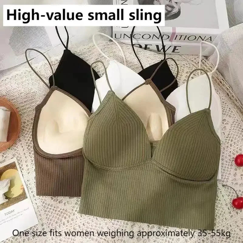 Ribbed Bralette Tank Top Built-In Cups Low Back Women's Cami Ribbed Bralette Tank Babs