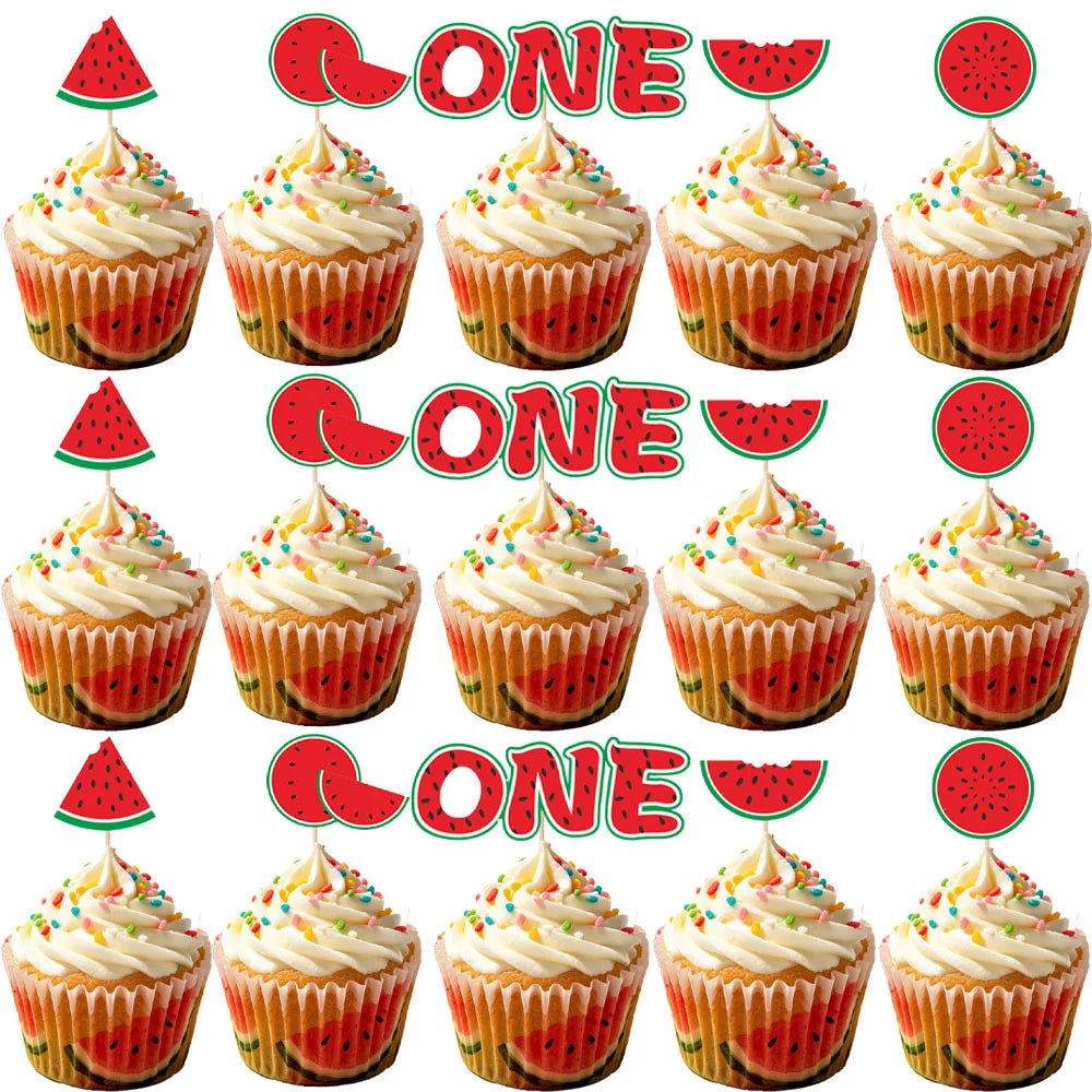 Watermelon Cupcake Toppers – One In A Melon 1st Birthday Cupcake Toppers Babs
