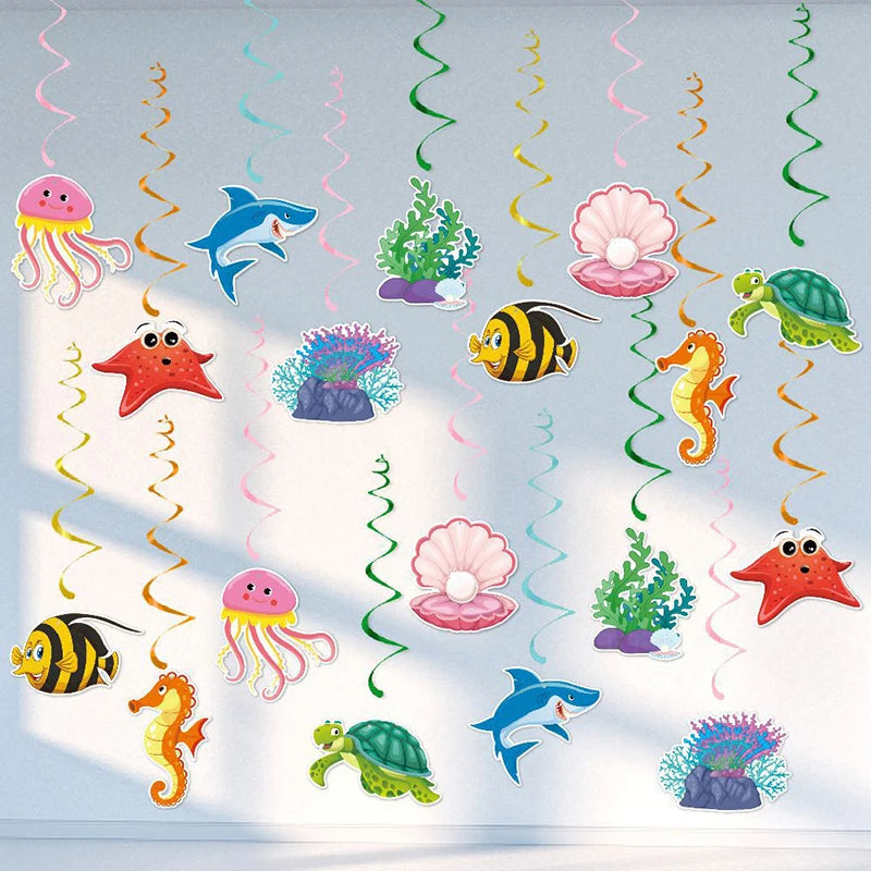 Under the Sea Hanging Spiral Party Decorations – Ocean Theme Party Hanging Decorations Babs