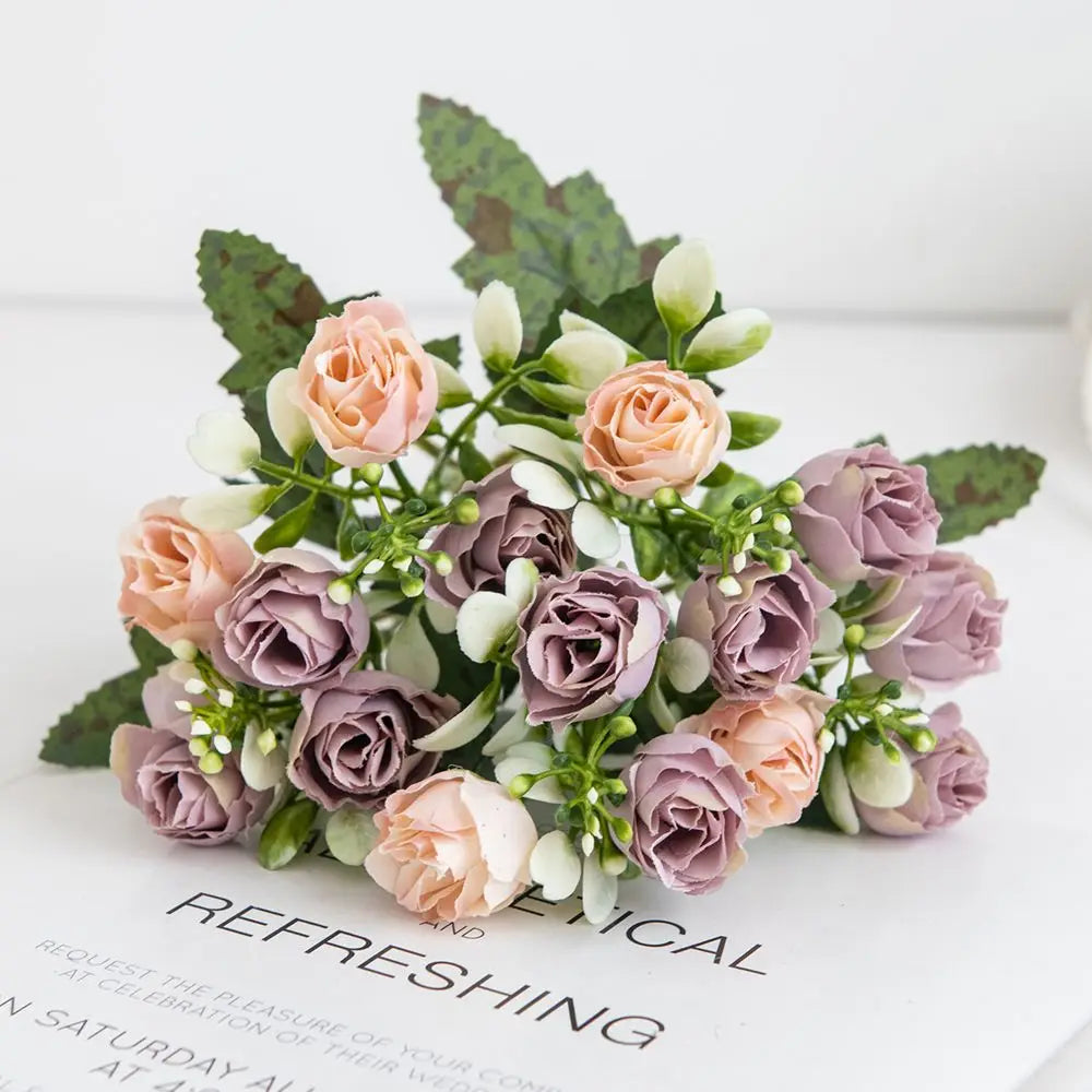 Artificial Red Silk Roses Bouquet – Wedding & Home Décor Artificial Silk Flowers Babs PURPLE 3 pcs