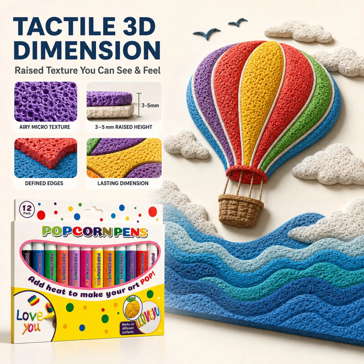 12-Pack 3D Puffy Paint Pens – DIY Embossed Art & Craft Set Puffy Paint Pen Set Babs