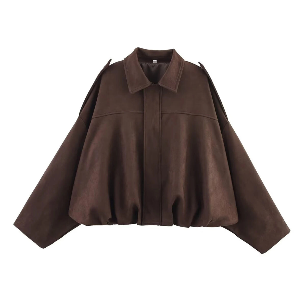 Women's Vintage Oversized Pilot Jacket – Puff Sleeve Streetwear Women's Pilot Jacket Babs Coffee L