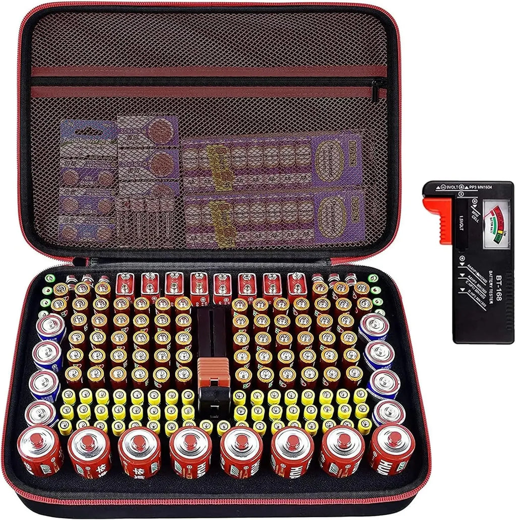 Battery Organizer Case with Tester – 162+ AA AAA 9V 18650 Slots Battery Storage Organizer Babs