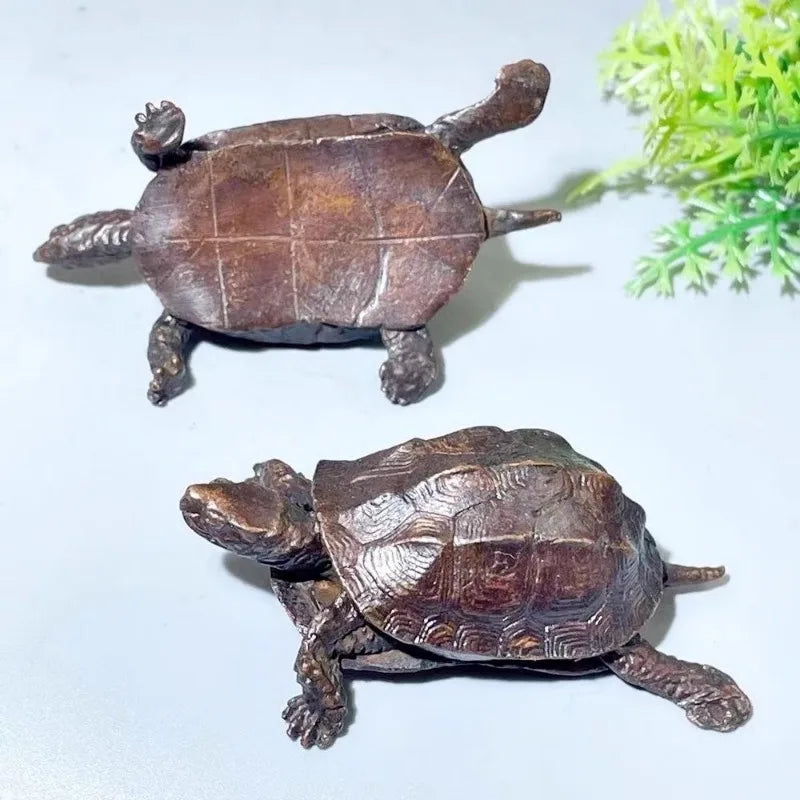 Vintage Copper Bagua Feng Shui Dragon Turtle Statue Decorative Figurine Babs
