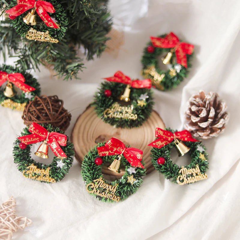 10PCS Mini Christmas Bell Pinecone Wreath Hanging Ornaments Christmas Ornaments Babs