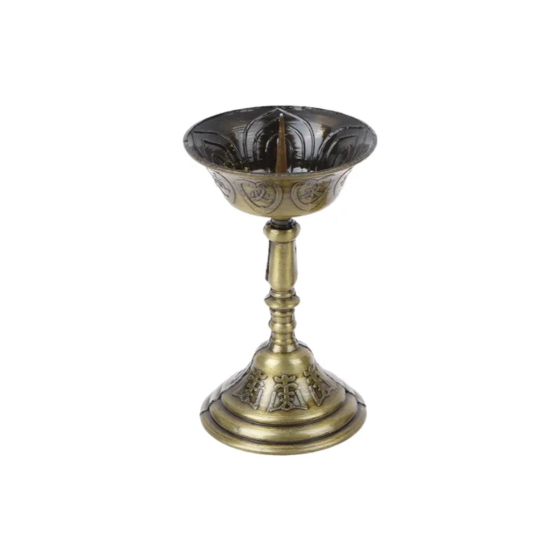 Metal Lotus Votive Candle Holder – Buddhist Butter Lamp Stand Votive Candle Holder Babs Bronze