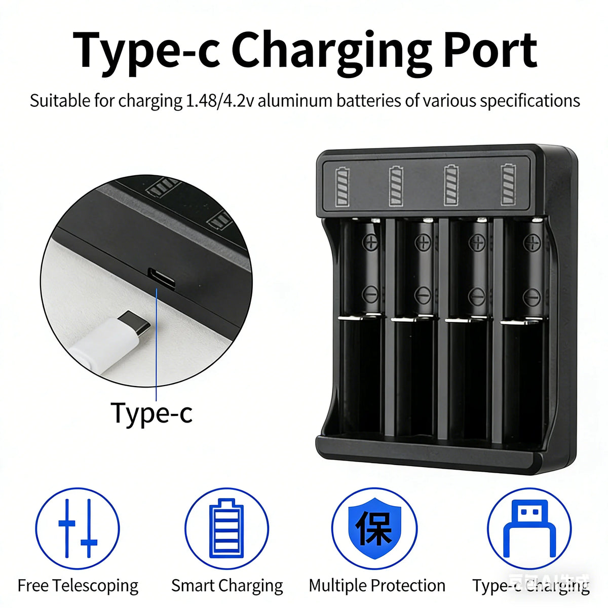 Universal 3.7V Smart Lithium Battery Charger – 18650 & 14500 Battery Charger Babs