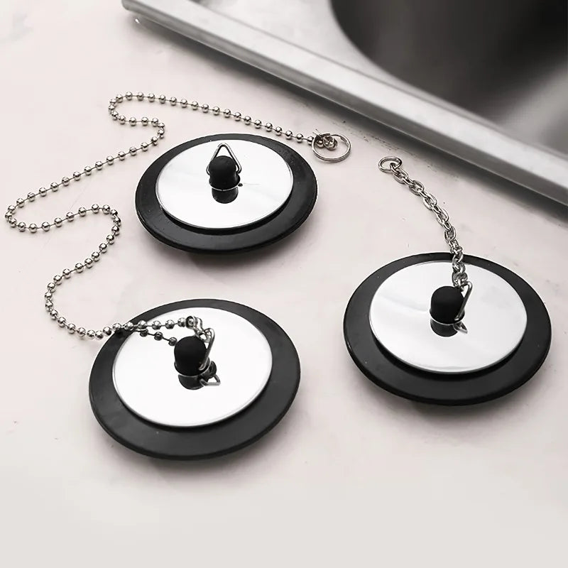 3-Pack Rubber Sink Plugs with Ball Chain – 43mm Drain Cover Sink Drain Plug Babs