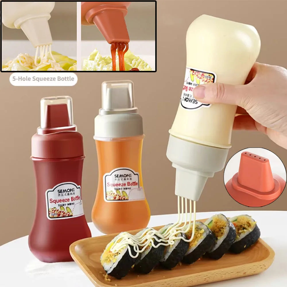 350ml Squeeze Sauce Bottle | 5-Hole Condiment Dispenser Condiment Dispenser Bottle Babs