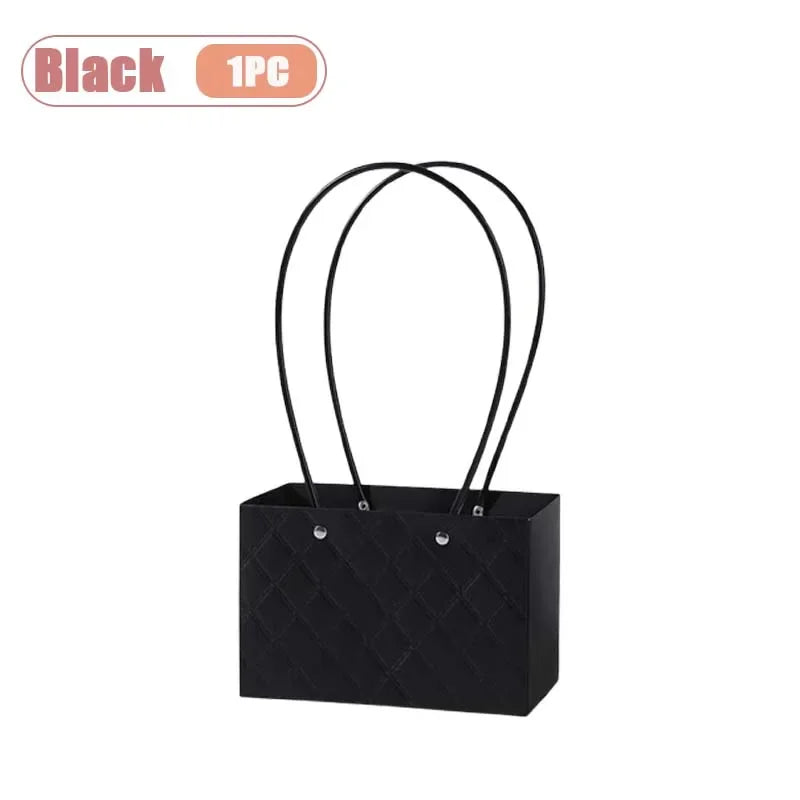 Reusable Waterproof Floral Gift Tote Bags – Wedding & Party Floral Gift Tote Bags Babs Black-1PC 22x10x13cm