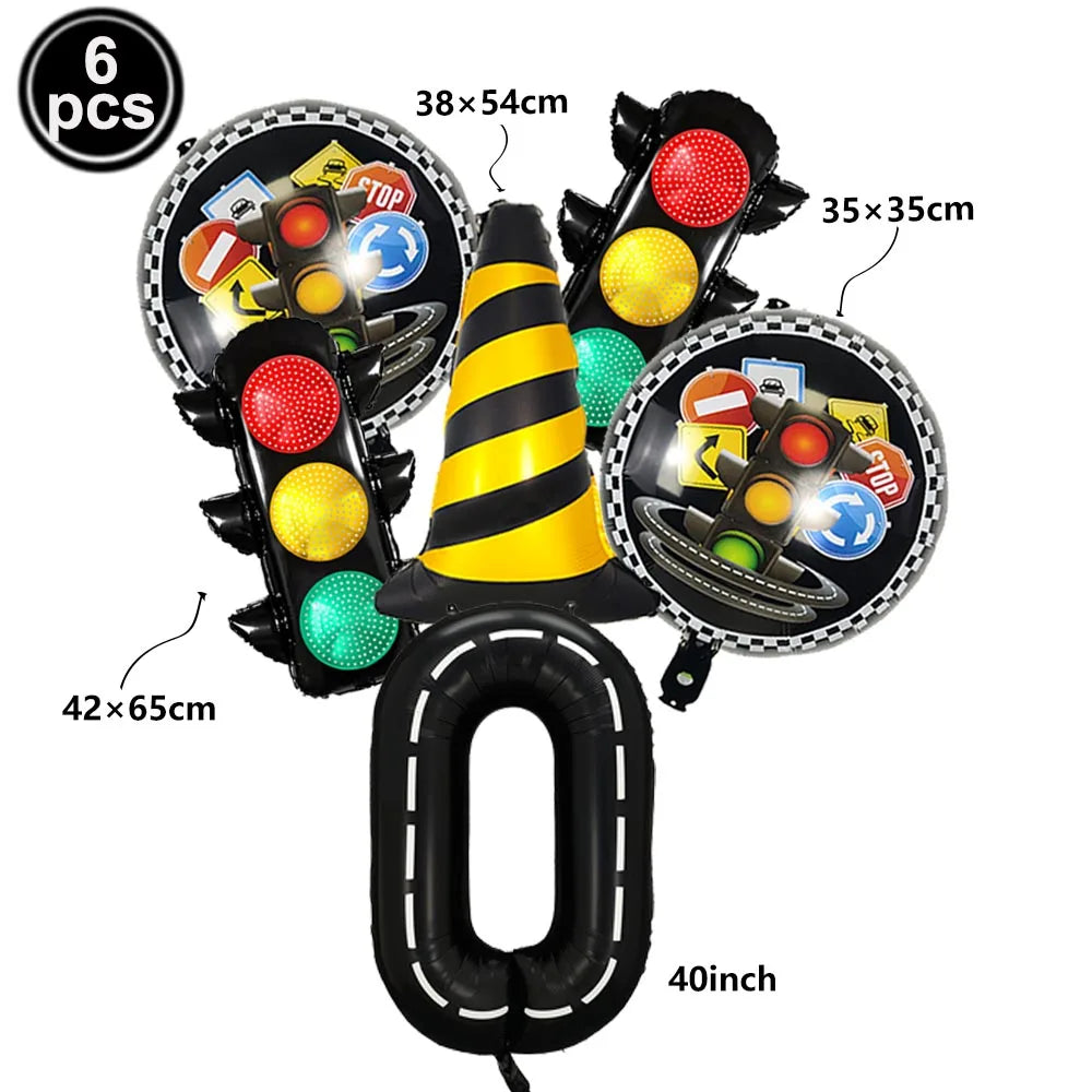 6-Piece Race Car Balloon Kit – Racing Birthday Party Decor Party Balloon Kit Babs A Number 0 As picture show