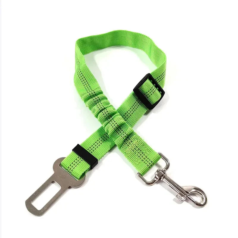 Reflective Dog Seat Belt – Adjustable Nylon Bungee Car Harness Dog Car Harness Babs Green