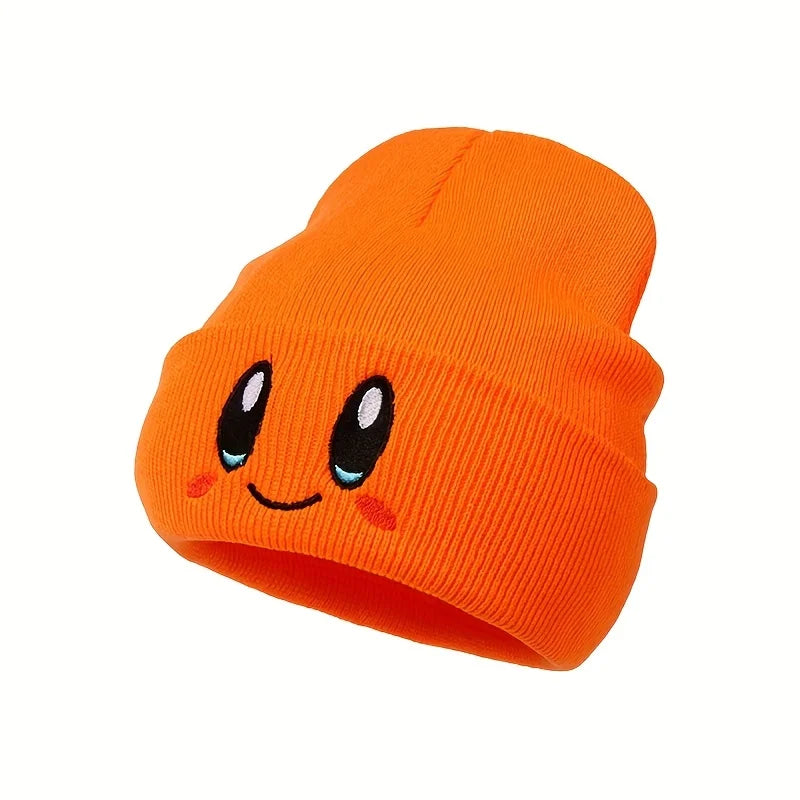 Big Eye Cartoon Knit Beanie – Unisex Winter Skull Cap Hat Knit Beanie Hat Babs Orange