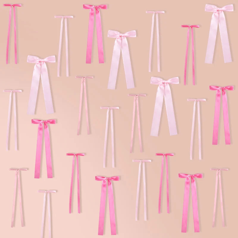 20-Piece Pink Bow Wall Decor – DIY Ribbon Bow Garland Set Party Wall Decor Babs