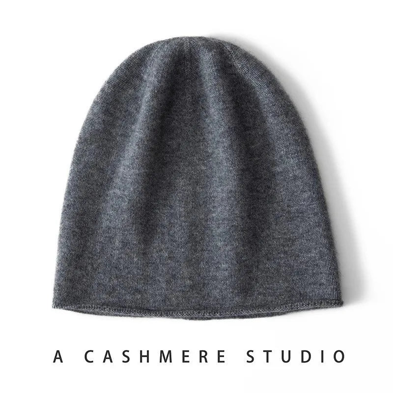 100% Cashmere Winter Beanie – Warm Slouchy Knit Hat Cashmere Knit Beanie Babs Dark Grey