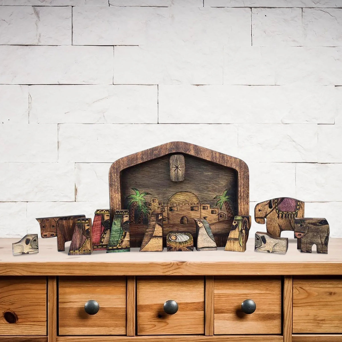 Wooden Nativity Puzzle – Wood-Burned Jesus Figurine Décor Nativity Puzzle Figurine Babs