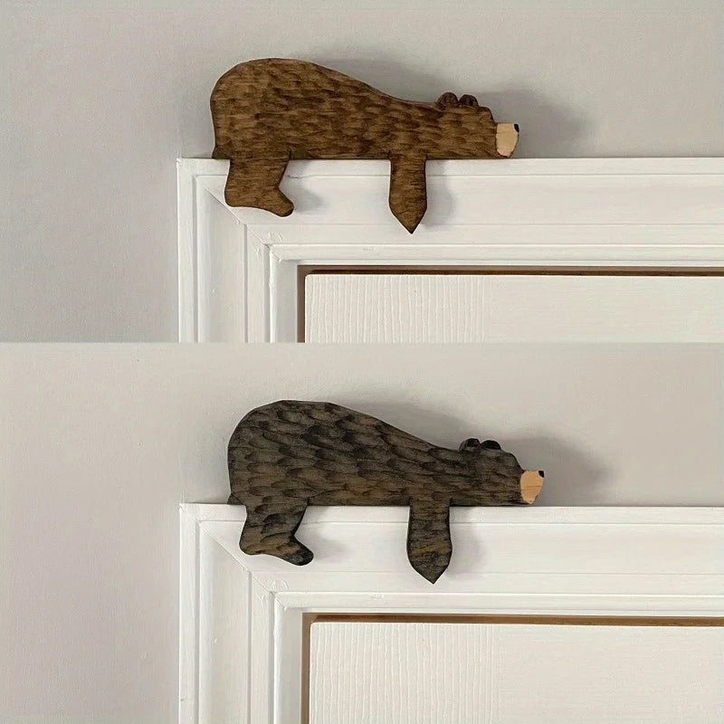 Wooden Bear Door Topper Corner Sculpture – Home & Office Decorative Sculpture Babs