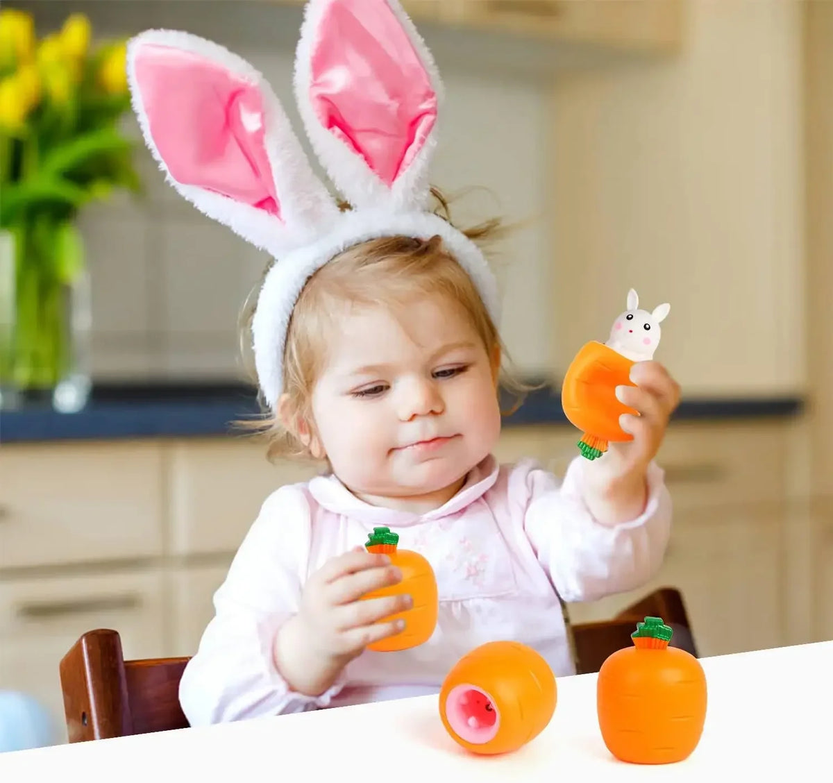 Squishy Carrot Rabbit Squeeze Telescopic Toy – Fun Kids Gift Novelty Squeeze Toy Babs