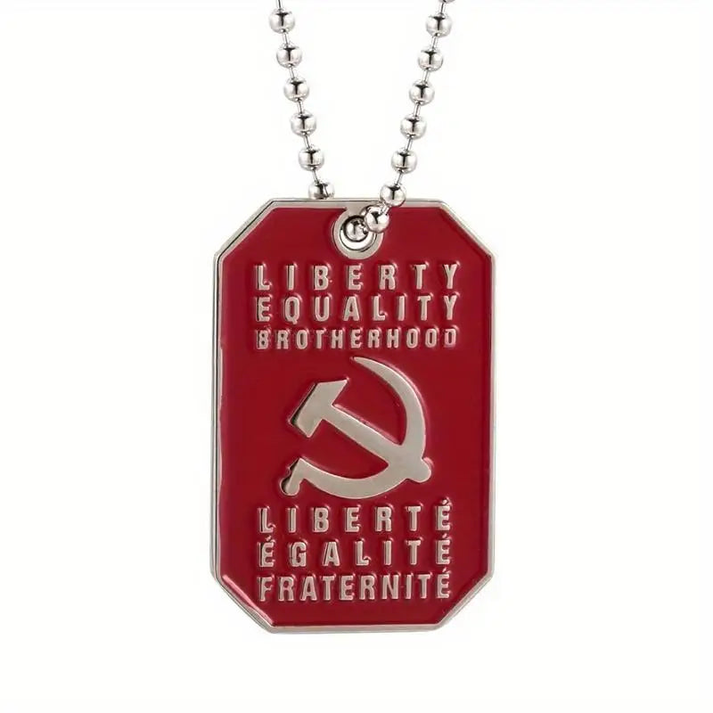 USSR CCCP Soviet Dog Tag Necklace | Liberty Equality Brotherhood Dog Tag Necklace Babs 1pc