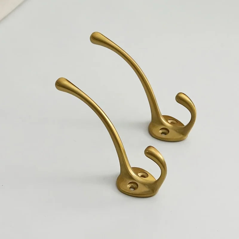 2-Pack Rustic Brass Wall Mount Coat Hooks – Heavy Duty Iron Wall Mount Coat Hook Babs 2pcs