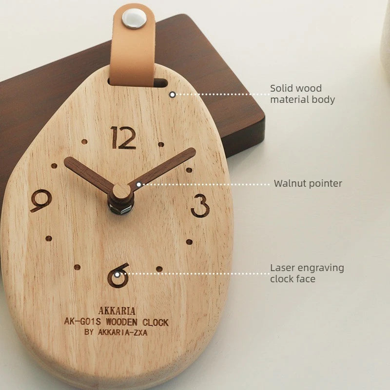 Solid Wood Desk Clock – Silent Quartz Minimalist Table Clock Wood Table Clock Babs