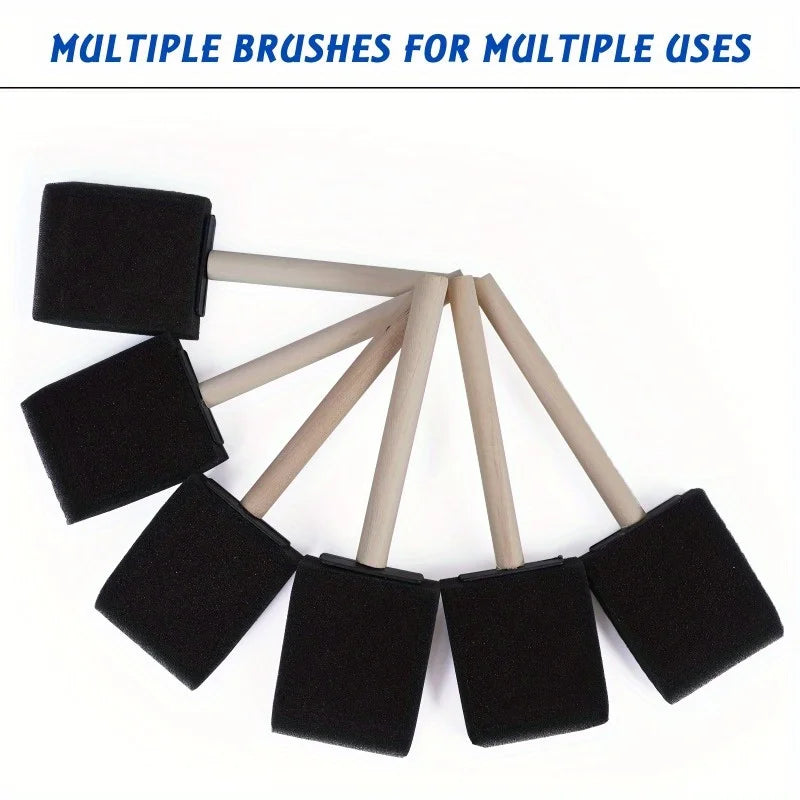 Assorted Foam Brush Set – Wood Handle for Acrylics & Crafts Foam Paint Brush Set Babs