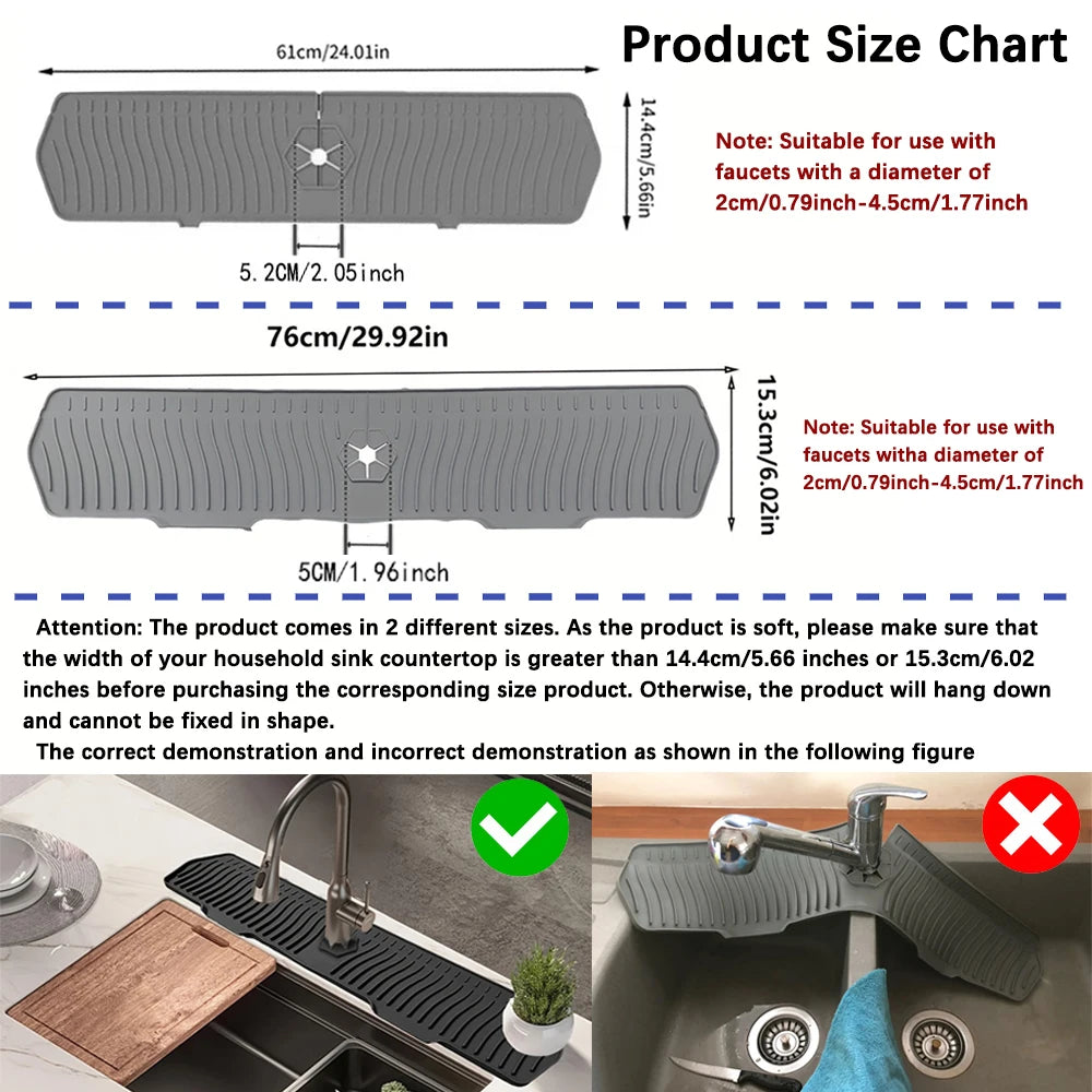 Silicone Sink Faucet Mat – Splash Guard & Countertop Protector Silicone Sink Mat Babs