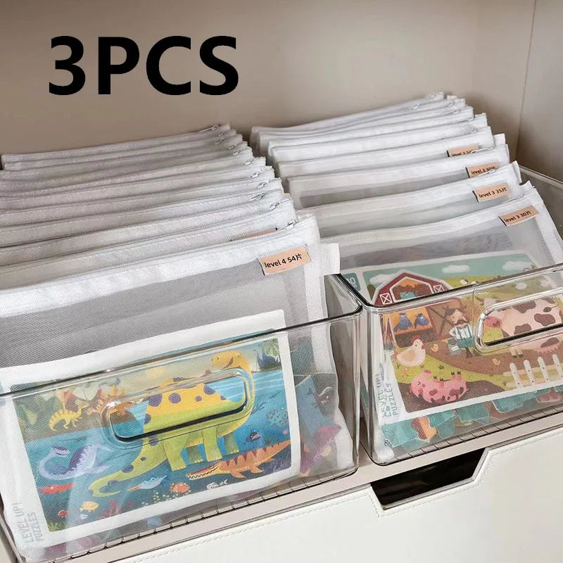 Kids Toy Storage Bags – Transparent Mesh Zipper Sorting Bags Toy Storage Bag Babs