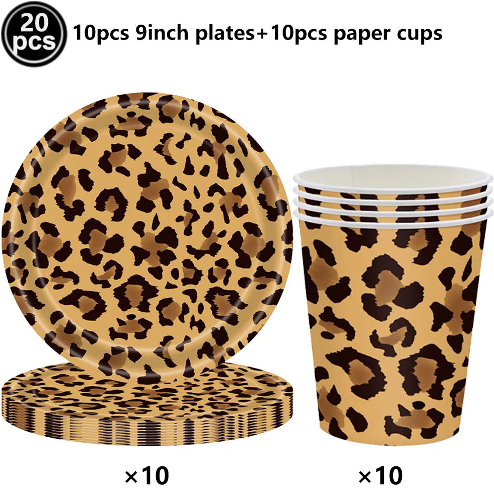 Leopard Print Party Supplies – Banner, Plates, Cups & Napkins