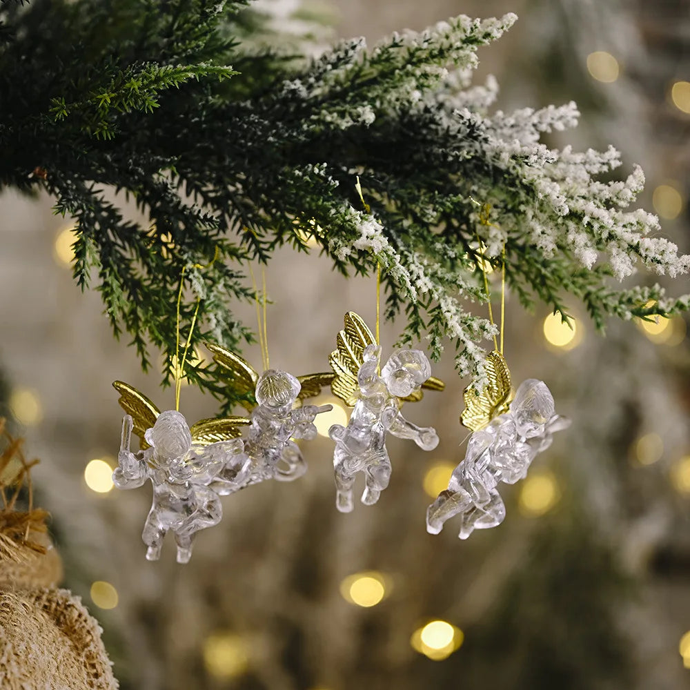 4pcs Christmas Acrylic Angel Ornaments – Holiday Tree Pendants Christmas Tree Ornaments Babs