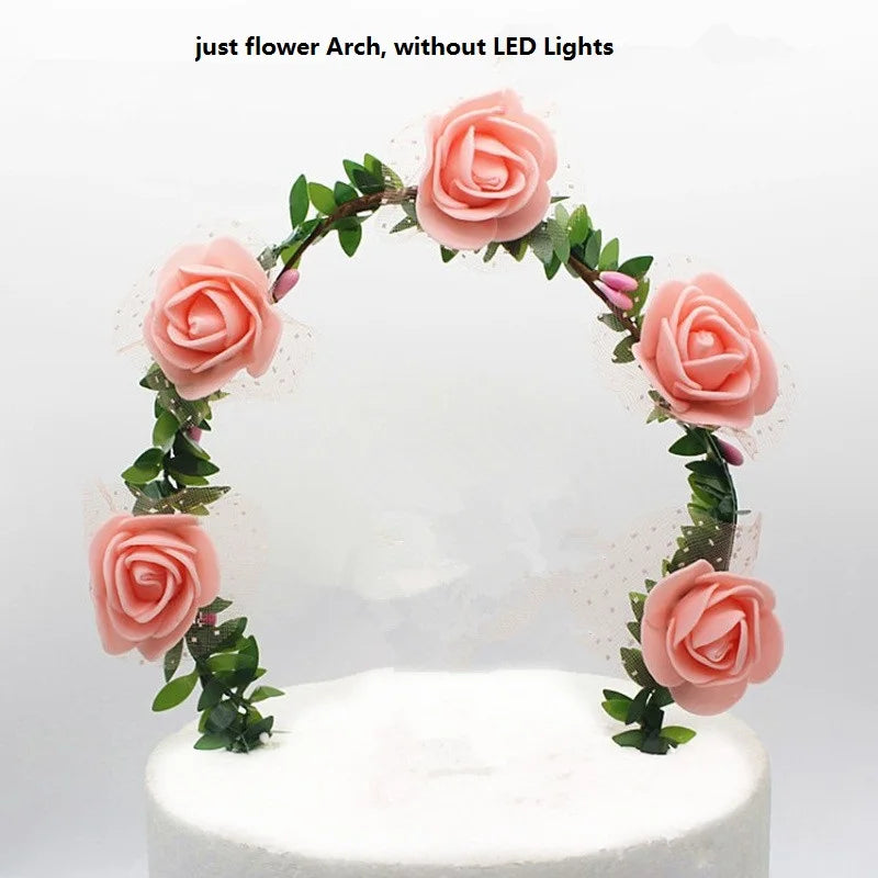 Flower Cake Topper with LED Lights | Wedding & Birthday LED Cake Topper Babs light pink flower