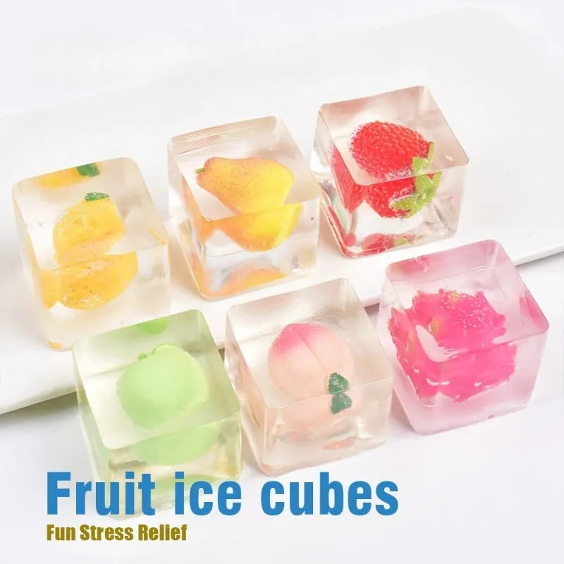 Transparent Cube Fruit TPR Squeeze Toy – Sensory Fidget Gadget Squeeze Fidget Toy Babs