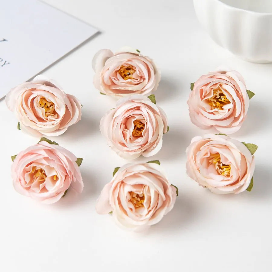 Silk Rose Artificial Flower Heads – Wedding & DIY Craft Decor Artificial Silk Flowers Babs Light Pink 5 pcs