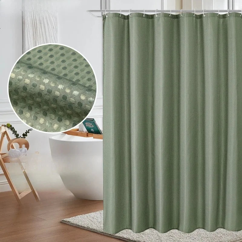 Waffle Polyester Shower Curtain – Waterproof & Mildew Resistant Shower Curtain Babs