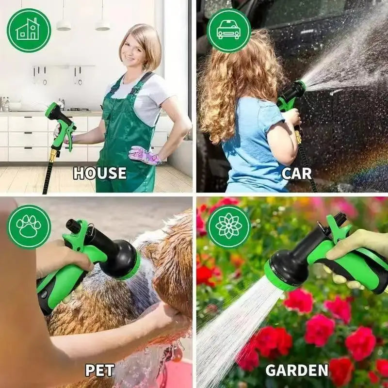 Expandable Garden Hose 3X | 10 Spray Patterns & Brass Connectors Expandable Garden Hose Babs