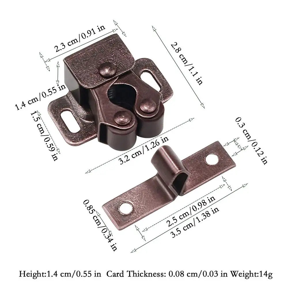 Double Roller Cabinet Door Catches with Screws – Strong Hold Cabinet Door Catch Babs Red Bronze