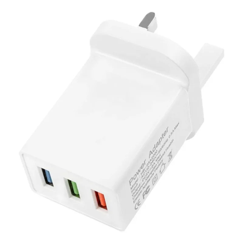 3-Port USB Wall Charger 5V 2A – EU AU UK Plug Power Adapter USB Wall Charger Babs Black UK