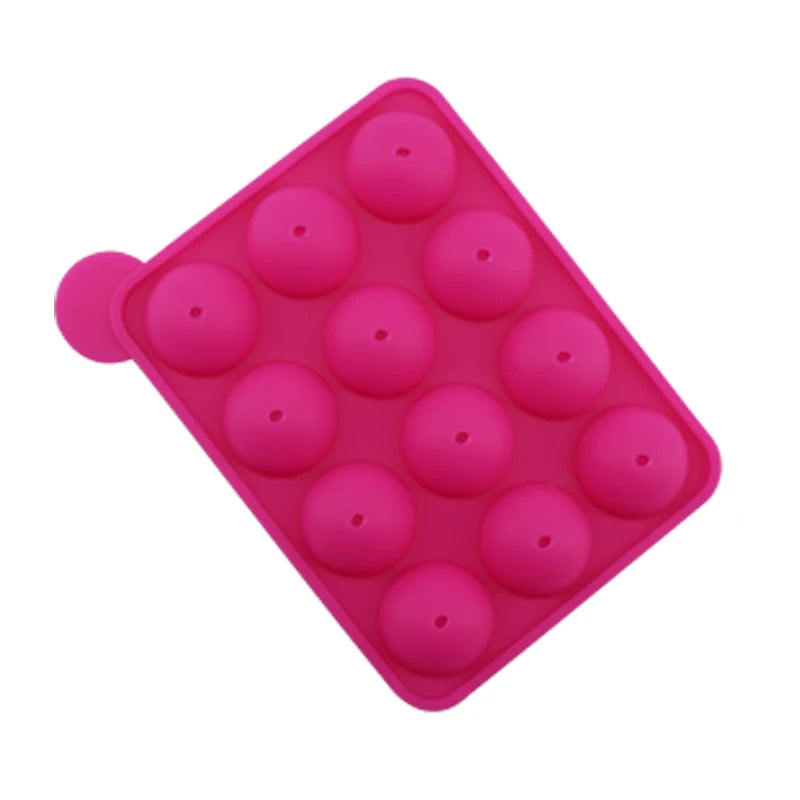 12-Hole Silicone Cake Pop Mold – Ball-Shaped Baking Mould Silicone Baking Mold Babs Rose Red Round