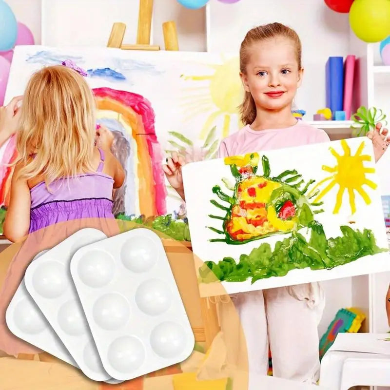 100-Pack Plastic Paint Trays 6-Well Palette for Kids & Artists Paint Palette Set Babs
