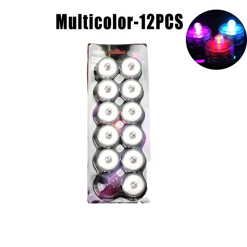 12-Pack Waterproof LED Tea Light Candles for Fish Tank & Home LED Tea Light Set Babs Multicolor-12PCS