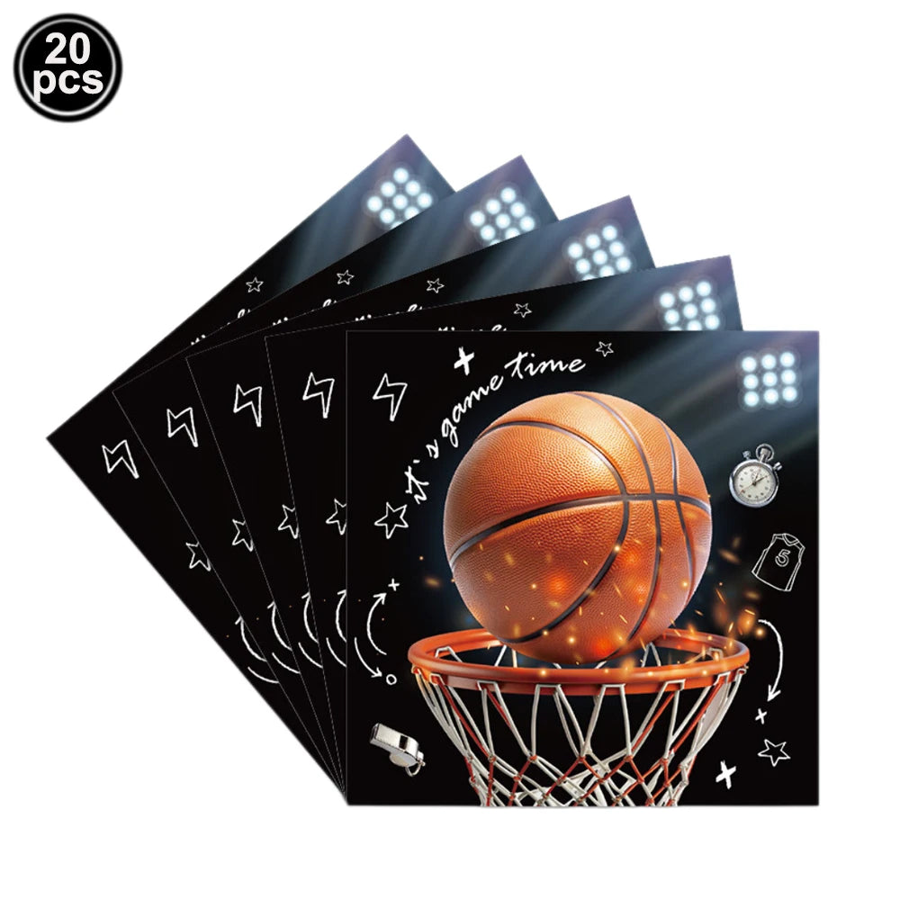 Basketball Party Supplies – Plates, Cups, Popcorn Boxes & Curtain