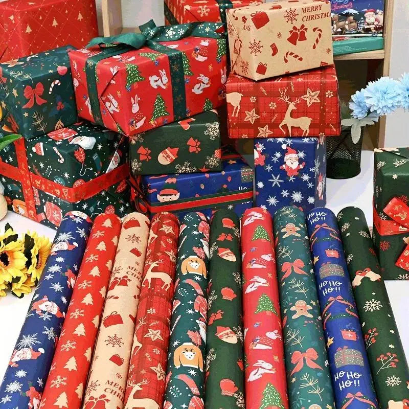 10-Piece Christmas Wrapping Paper Set – Apple Bouquet Design Gift Wrapping Paper Babs 10PCS